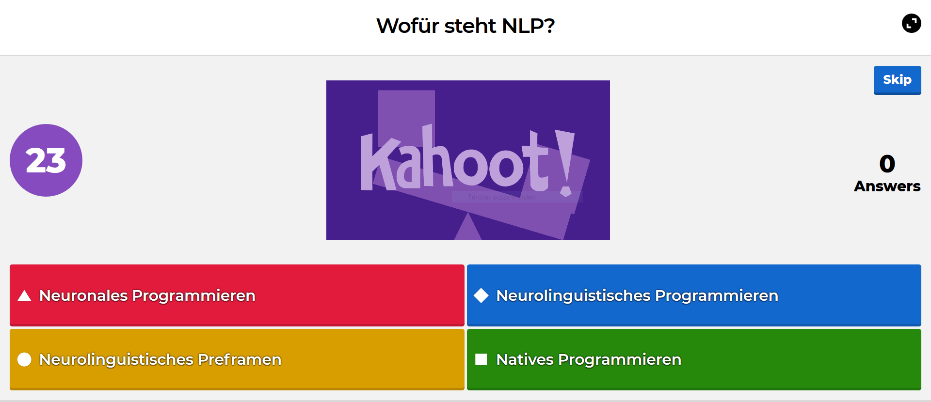 Quizzes in Online-Trainings